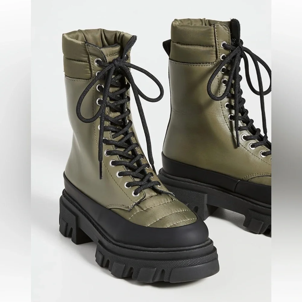 GANNI Track Sole Combat Boots, Color: Kalamata, Size 40 (US 9.5) - Picture 2 of 5